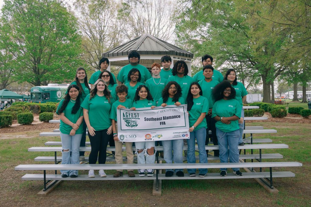 North Carolina students posing together for UMO AG Fest